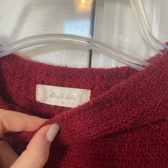 Altar'd State red oversized crewneck sweater zipper back size women's small - Picture 4 of 7